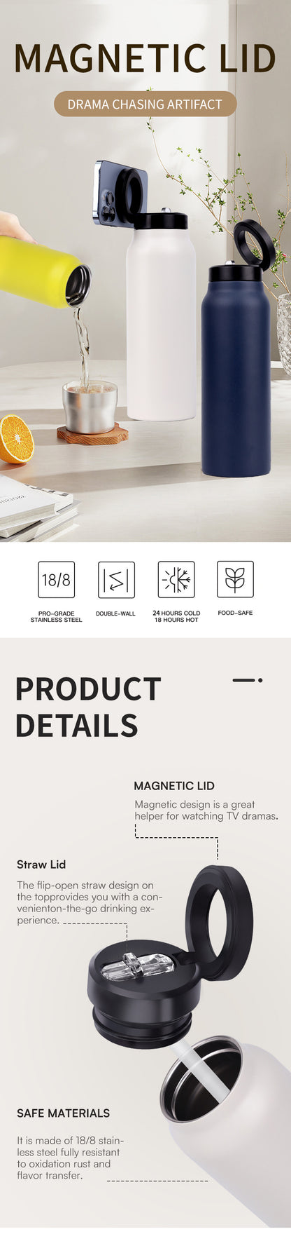 Borraccia Premium in Acciaio Inox da Palestra/ufficio